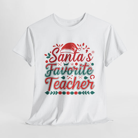 Santa's Favorite Teacher Heavy Cotton Tee