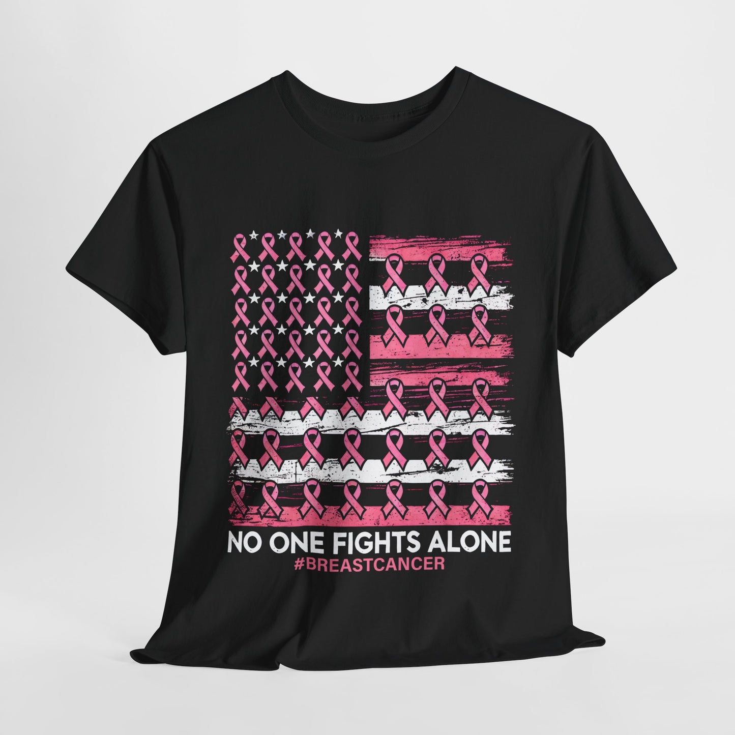 Breast Cancer No One Fights Alone Heavy Cotton Tee