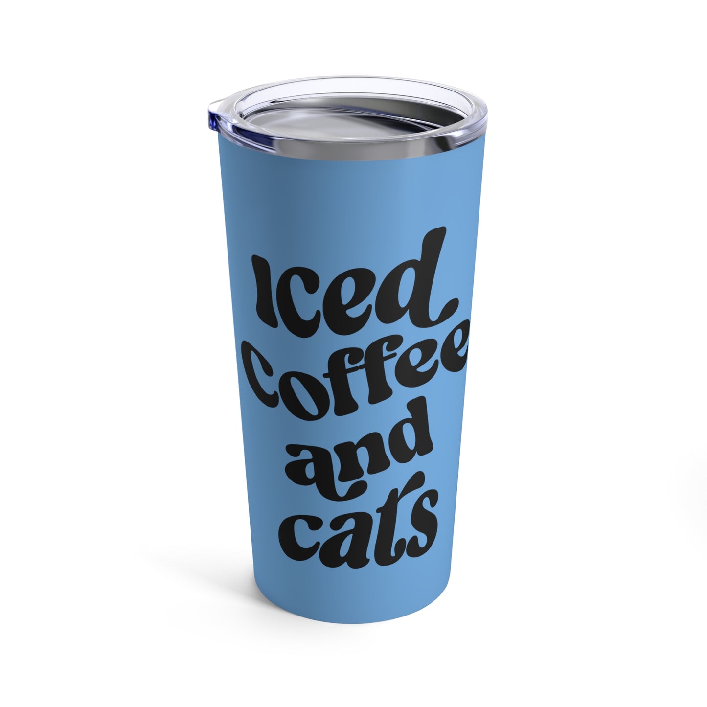 Iced Coffee and Cats Tumbler Blue Background 20oz