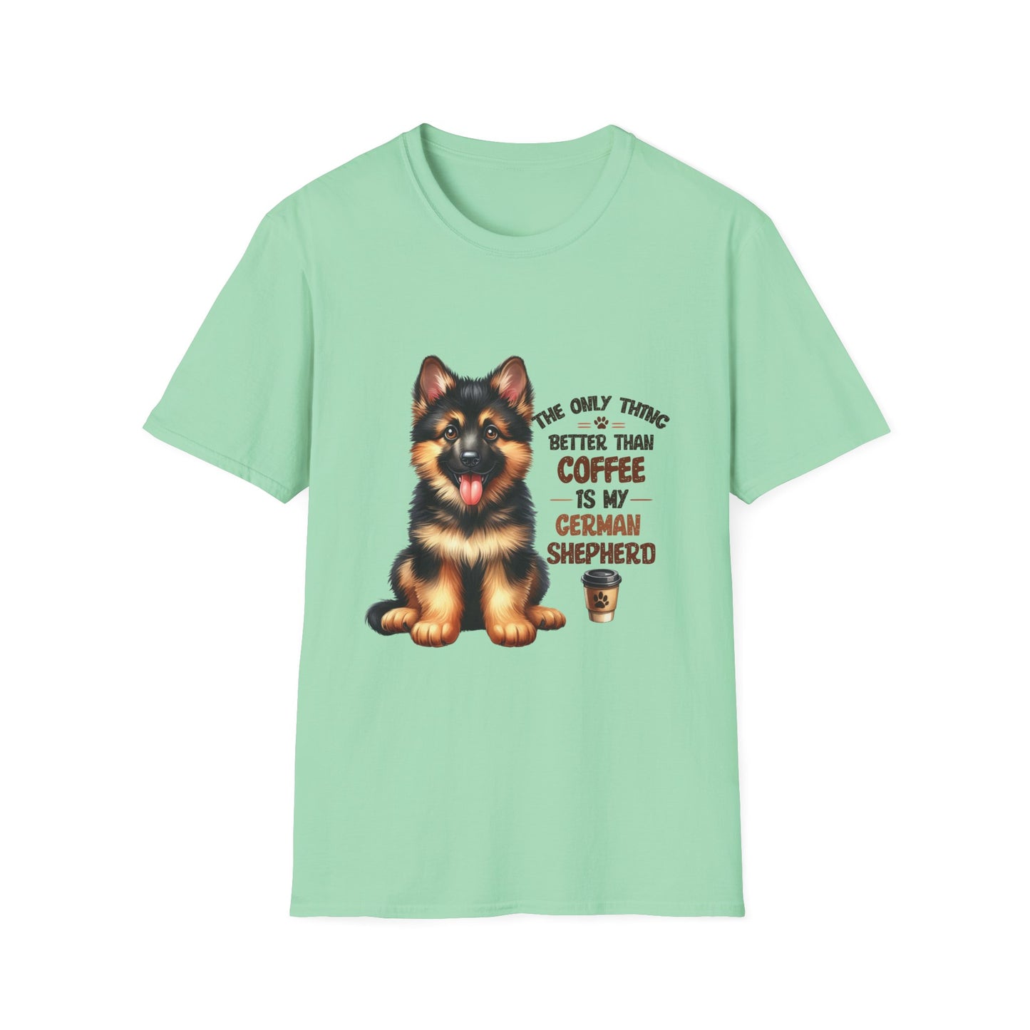 German Shepherd and Coffee Softstyle T-Shirt