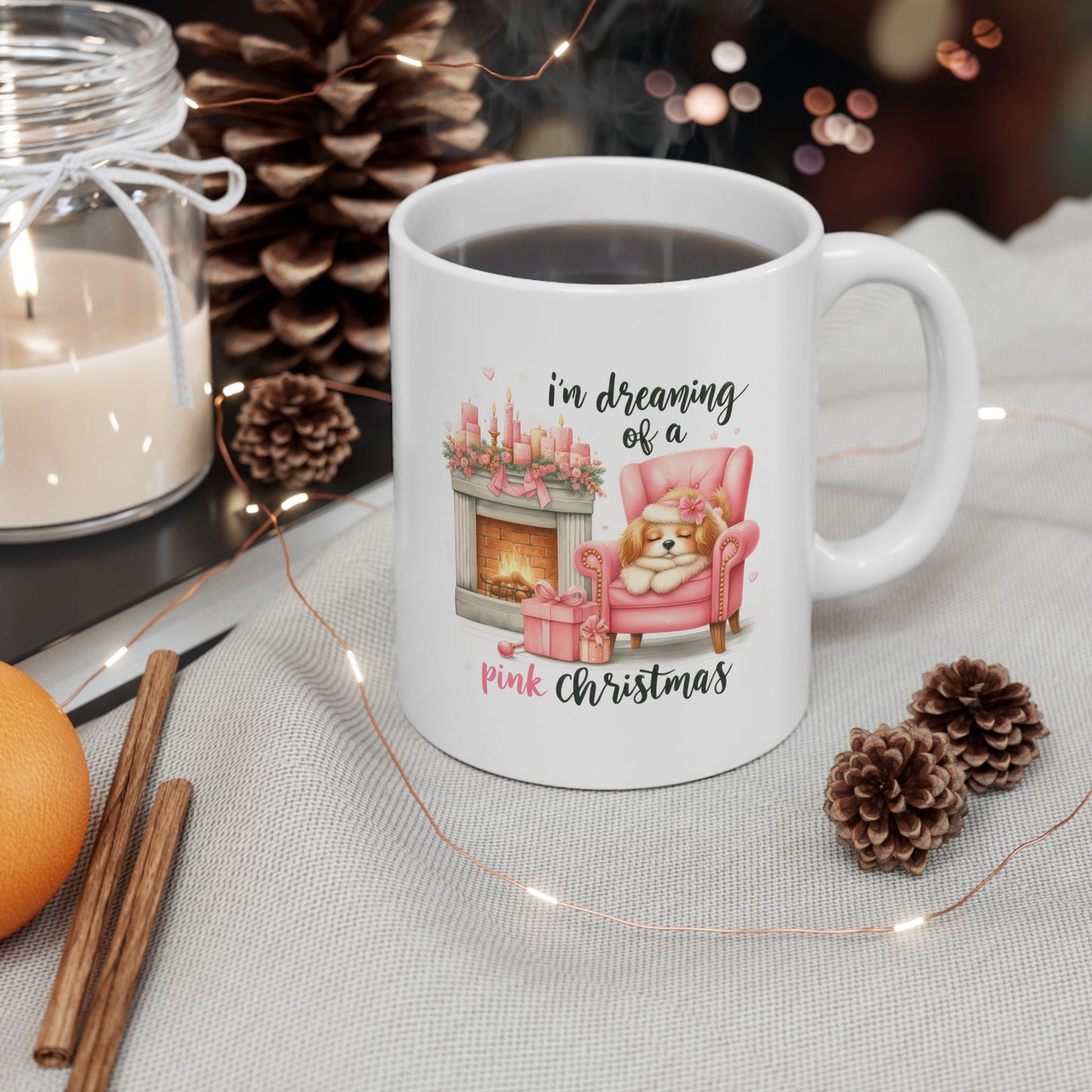 Dreaming Of A Pink Christmas Ceramic Mug