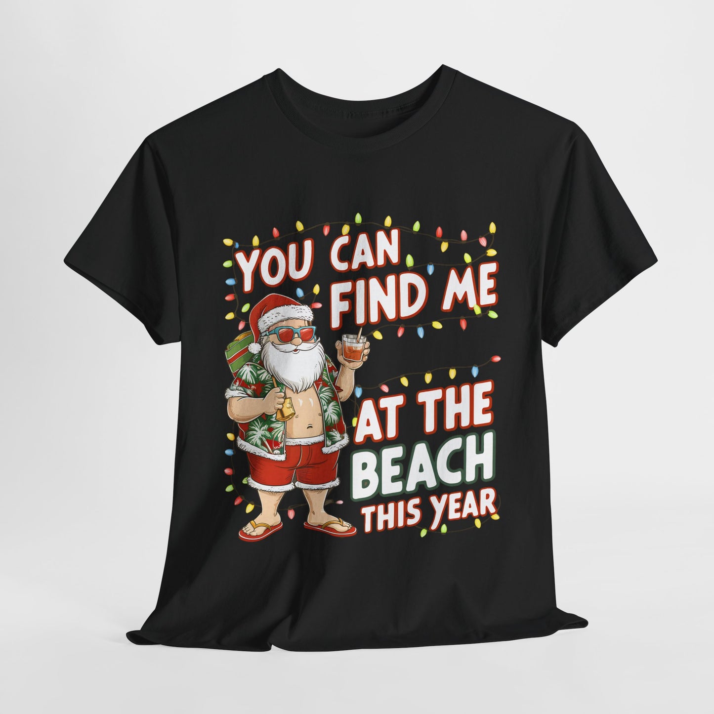 At The Beach This Year Christmas Heavy Cotton Tee