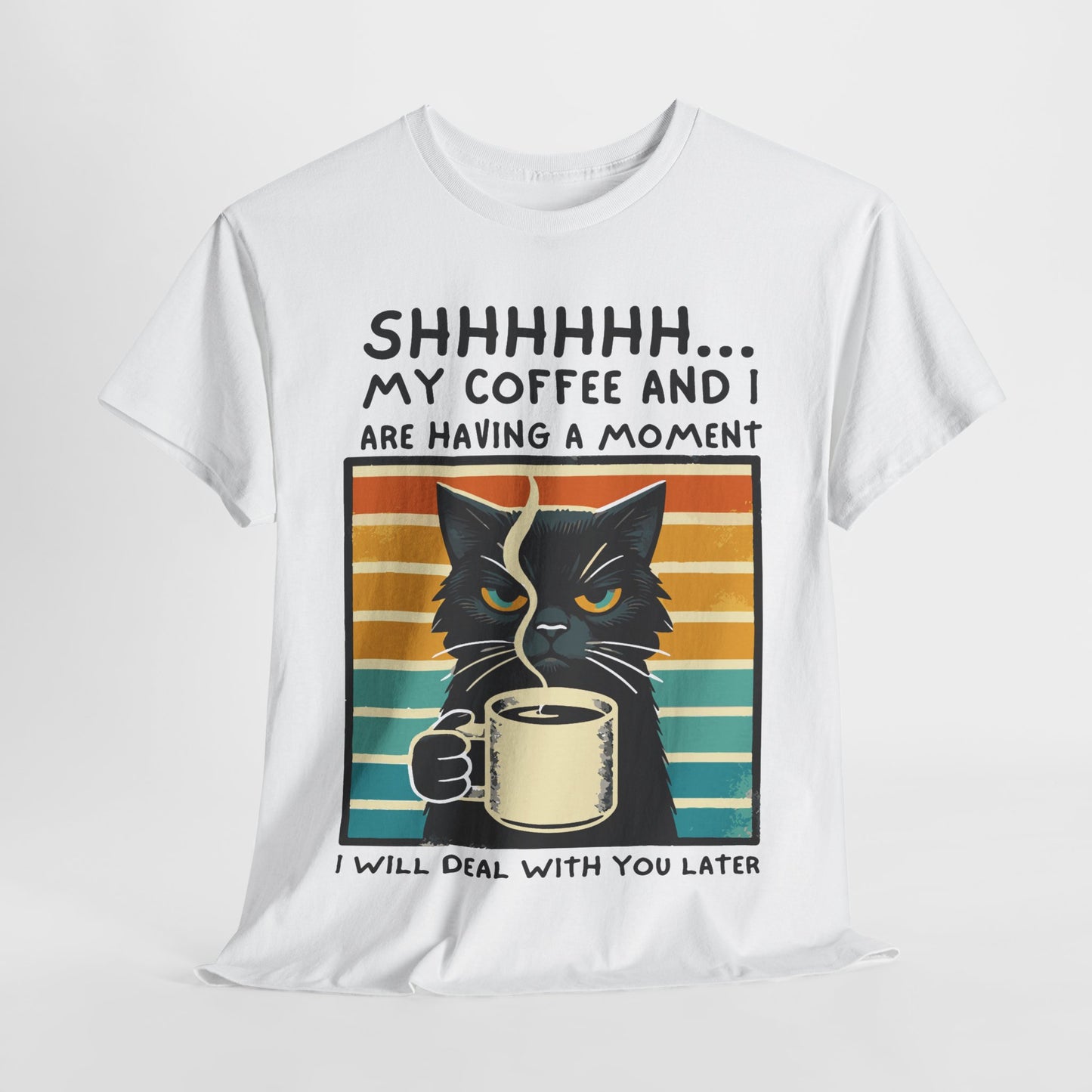 My Coffee and I Funny Cat Heavy Cotton Tee