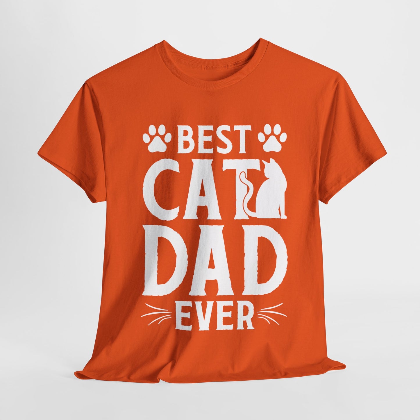 Best Cat Dad Ever White Lettering Heavy Cotton Tee