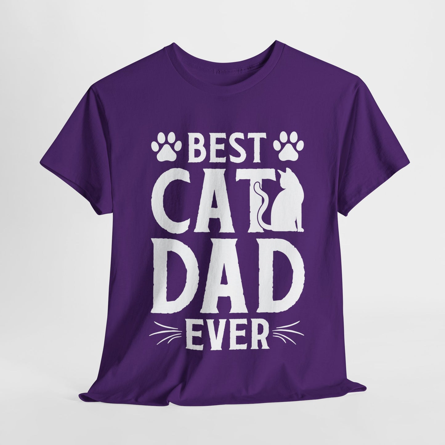 Best Cat Dad Ever White Lettering Heavy Cotton Tee