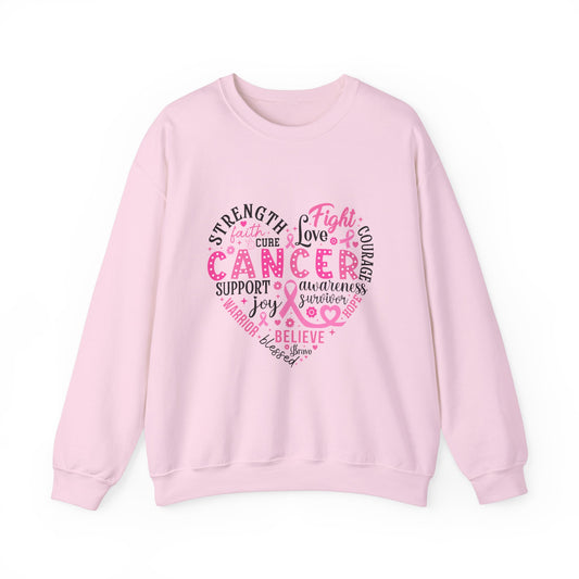 Breast Cancer Awareness Black Lettering Unisex Heavy Blend™ Crewneck Sweatshirt