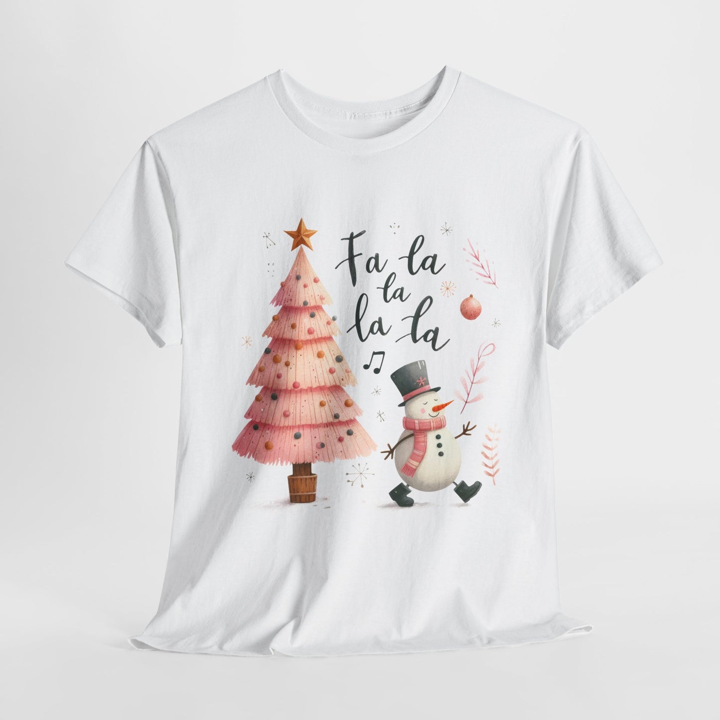 Fa La La La Pink Christmas Tree Heavy Cotton Tee