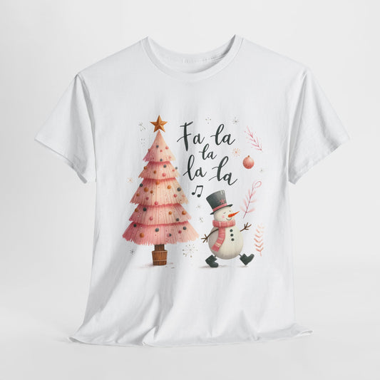 Fa La La La Pink Christmas Tree Heavy Cotton Tee