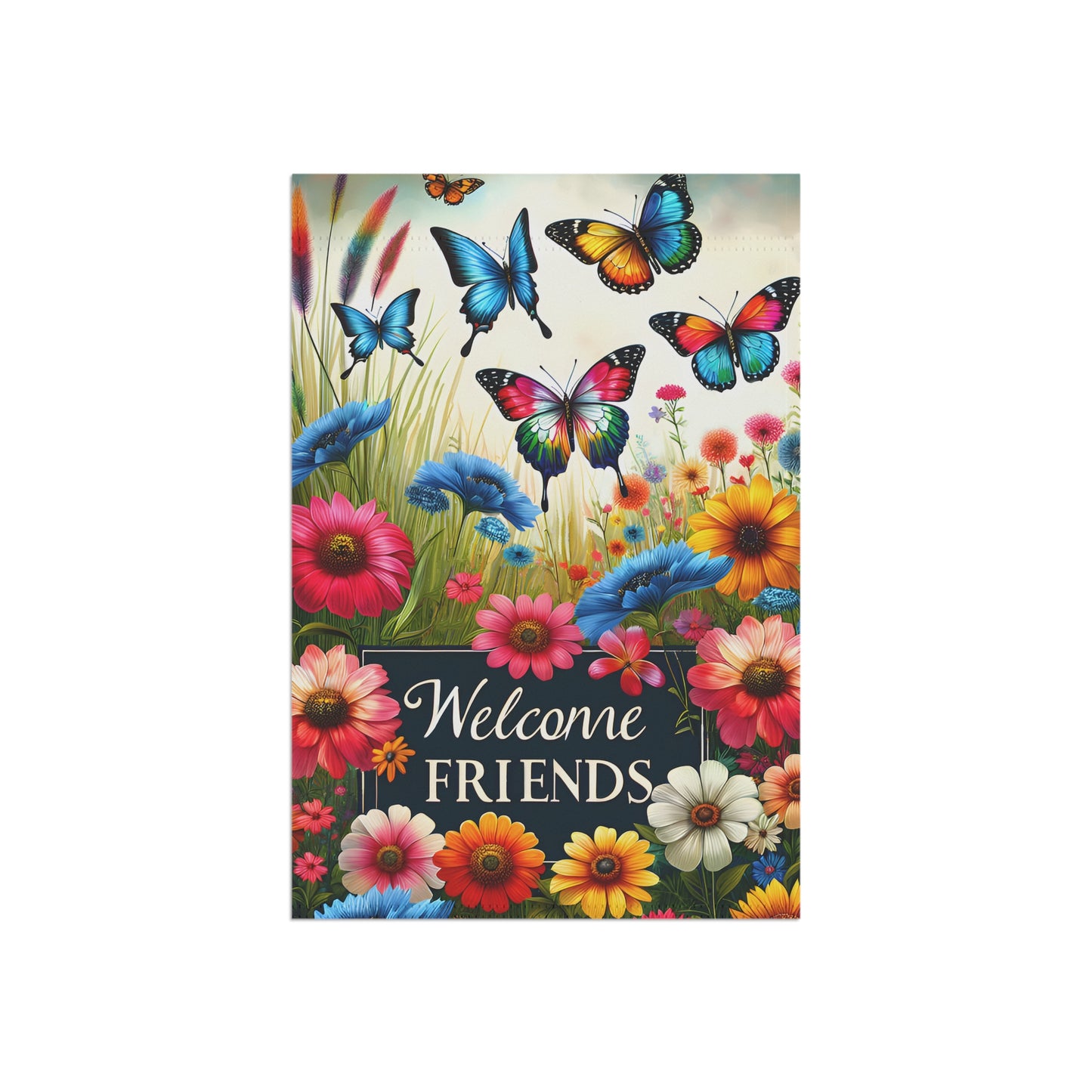 Butterfly Welcome Friends Garden & House Banner