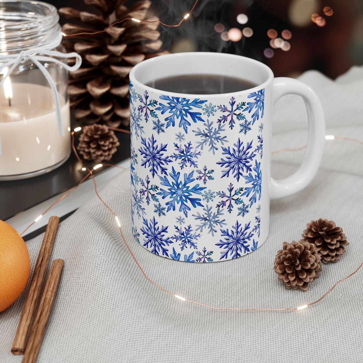 Blue Winter Snowflakes Mug