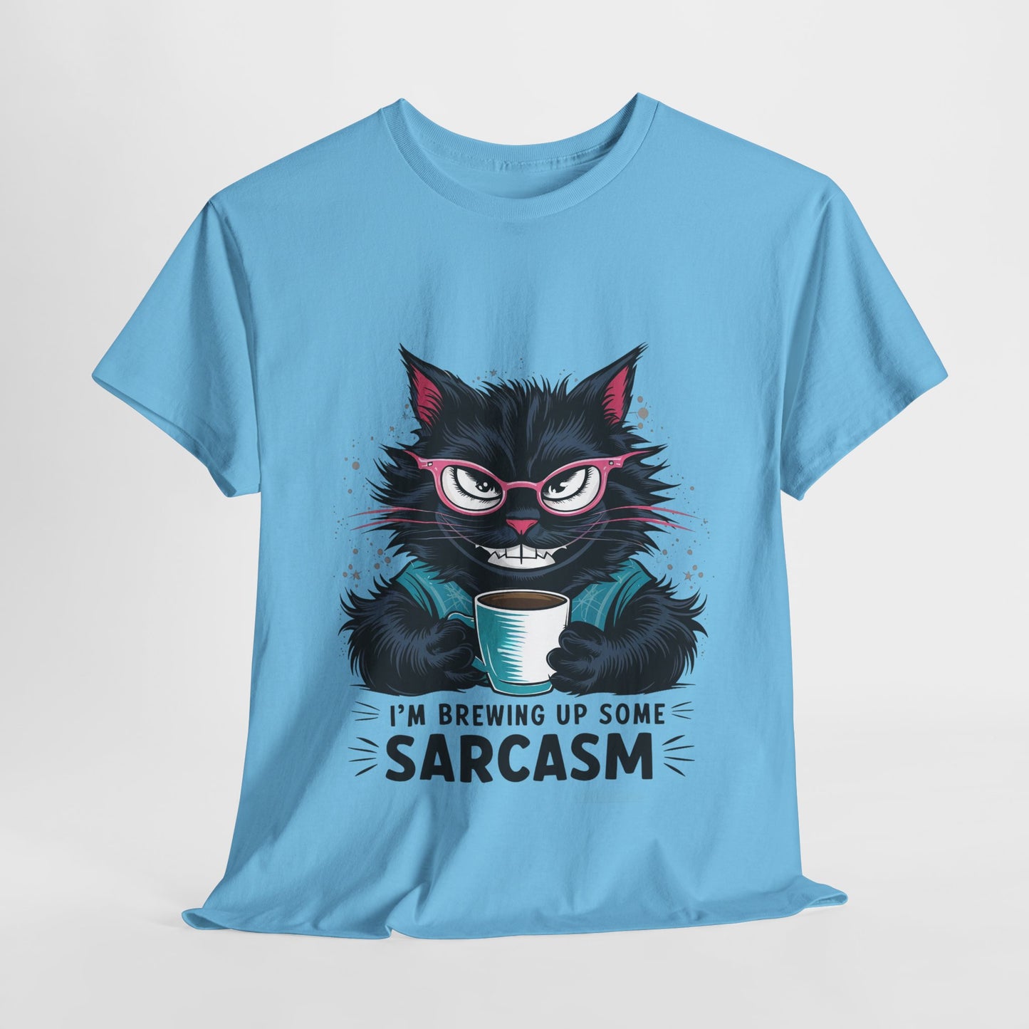 Brewing Up Some Sarcasm Funny Cat Heavy Cotton Tee