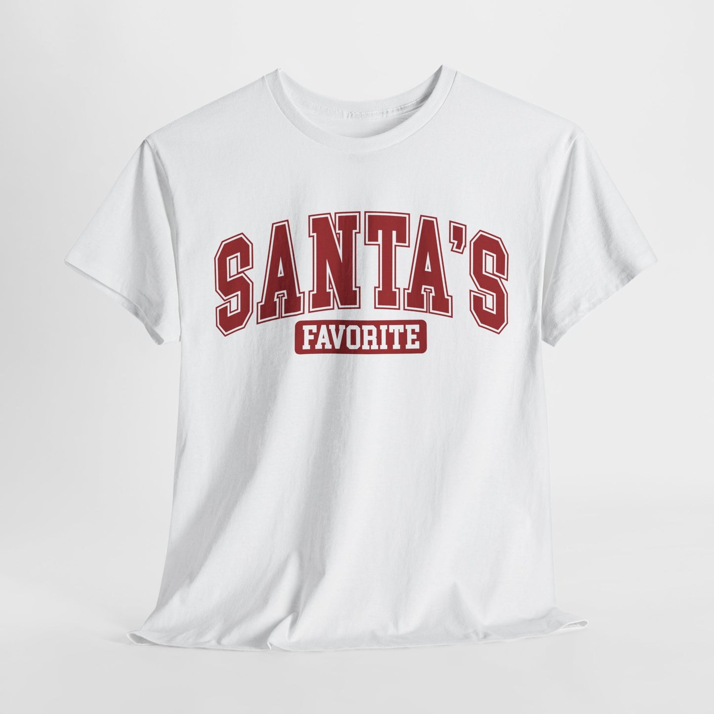 Santa's Favorite Red Lettering Christmas Heavy Cotton Tee