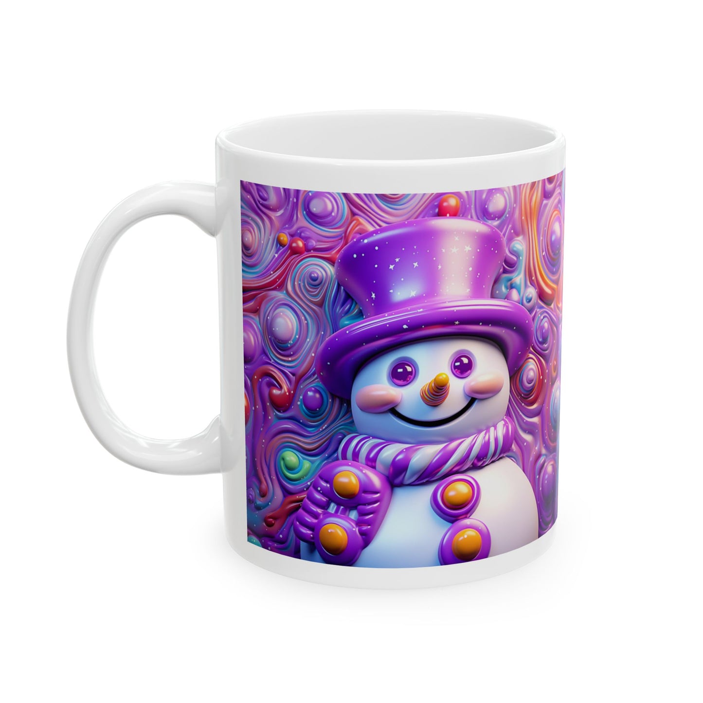 Purple Snowman Ceramic Mug