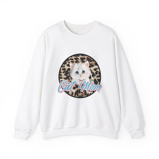 Cat Mom Leopard Print Sweatshirt