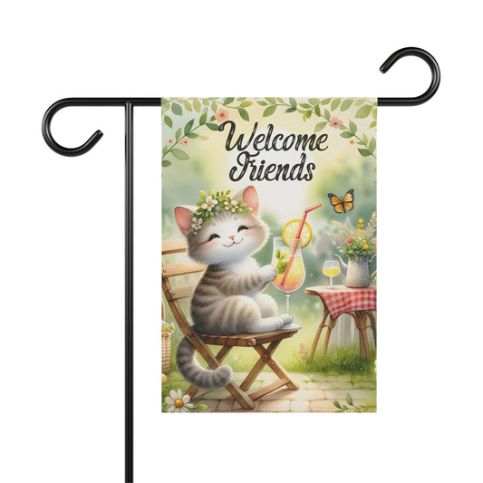 Cat Welcome Friends Garden & House Banner - Style 1