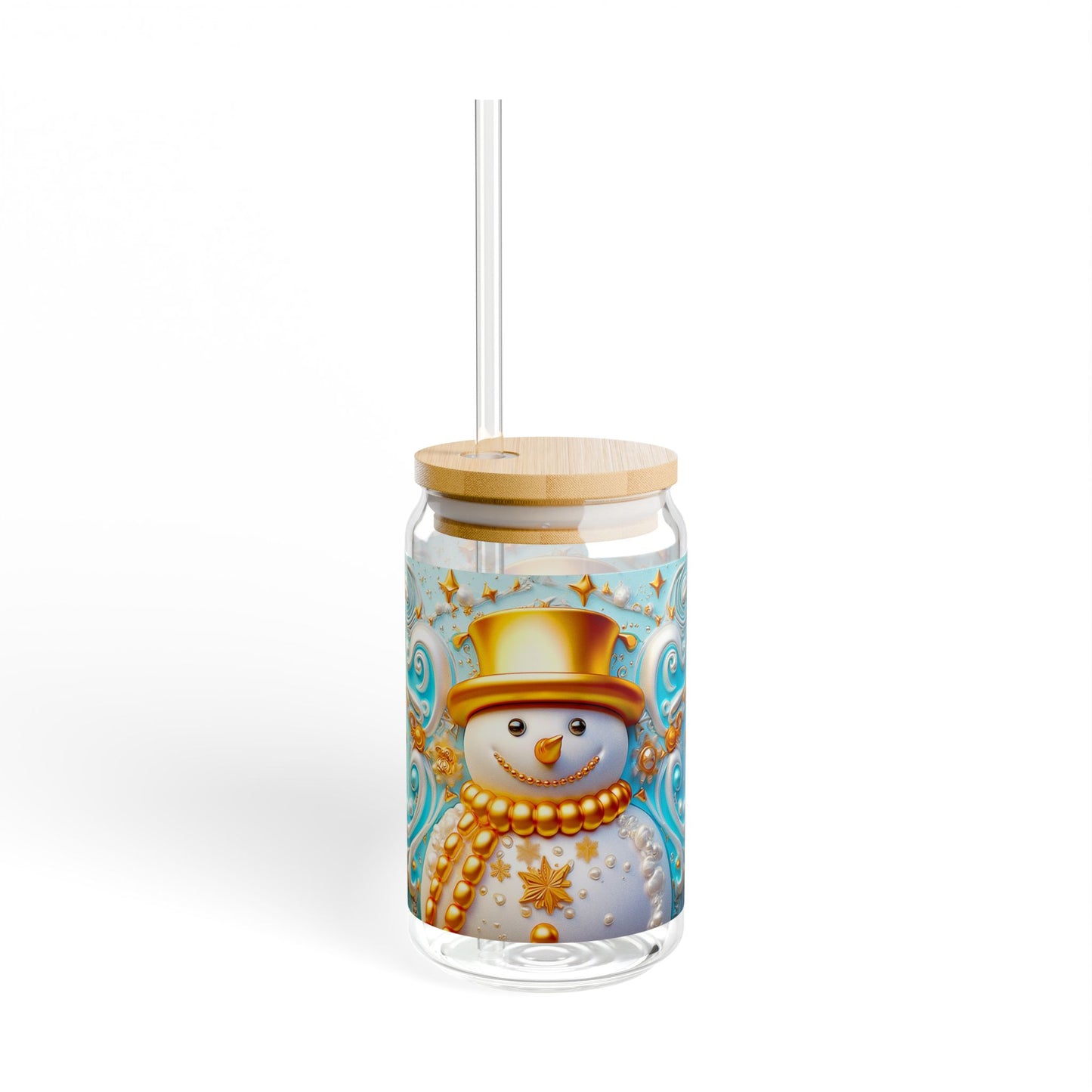 Gold Snowman Sipper Glass